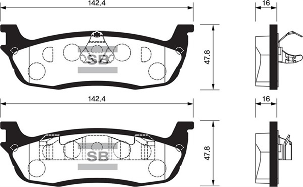 YEDEK PARÇAARKA BALATA GRAND CHEROKEE II 2.7 CRD 02 GRAND CHEROKEE III 5.7 V8-3.7 V6 05 GDB4137 SANGSIN SP1295SANGSINSANGSIN SP1295