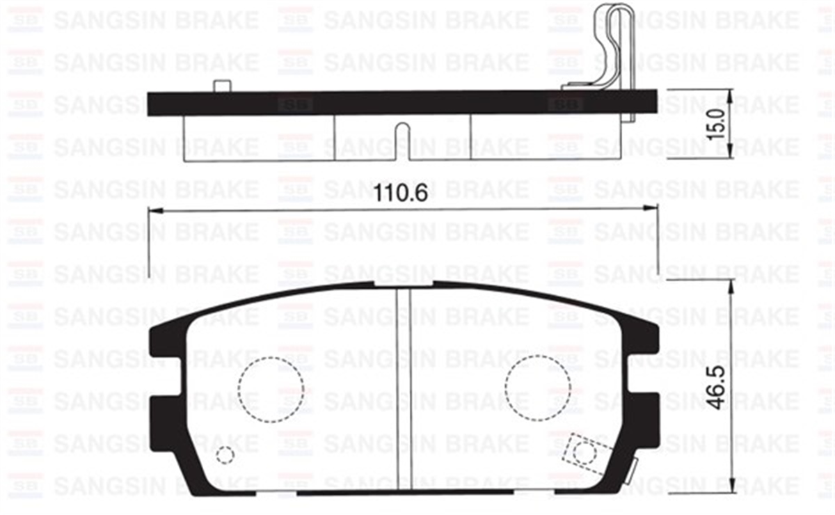 YEDEK PARÇAARKA BALATA HYUNDAI TERRACAN 01 2.5TD-2.9CRDİ-3.5İ V6 110.6X45.5X15.8-16.2 MM GDB3296 SANGSIN SP1098SANGSINSANGSIN SP1098