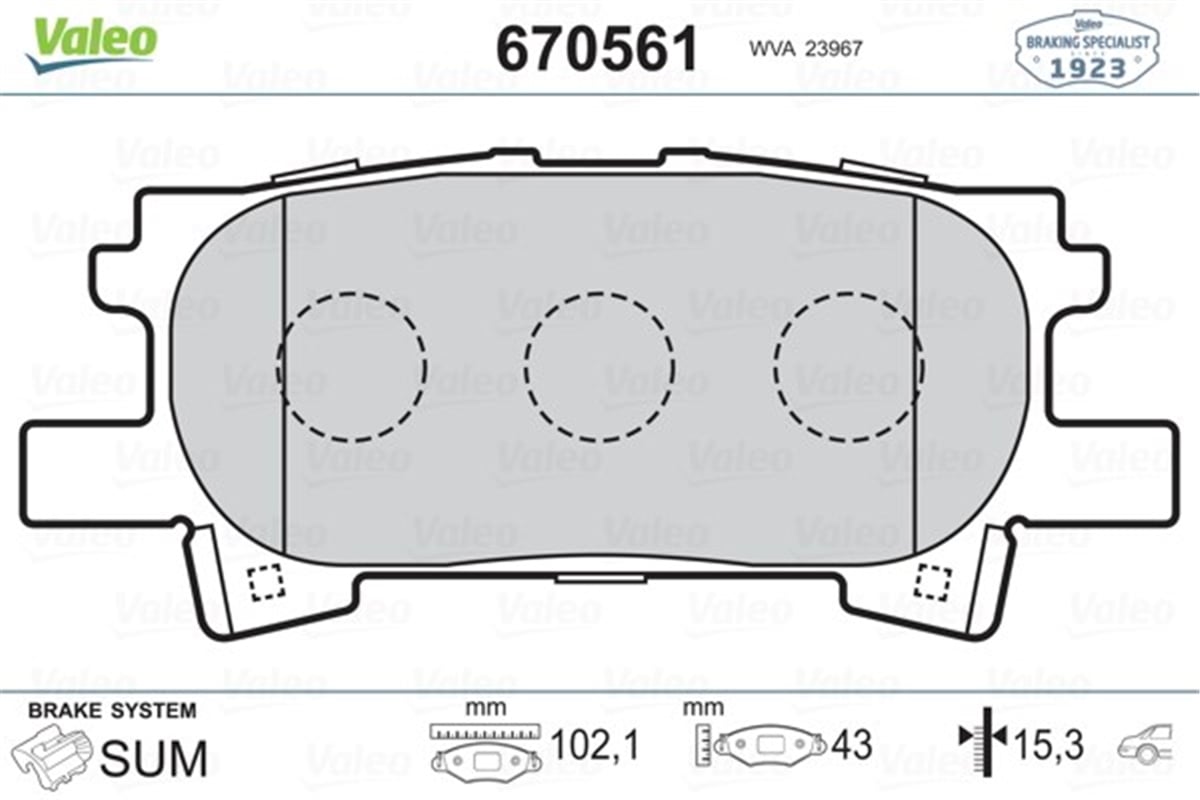 YEDEK PARÇAARKA BALATA LEXUS RX 300 350 400 05-2003-2008 TÜM TEKERLEKLERİ ÇEKİŞLİ VALEO 670561VALEOVALEO 670561