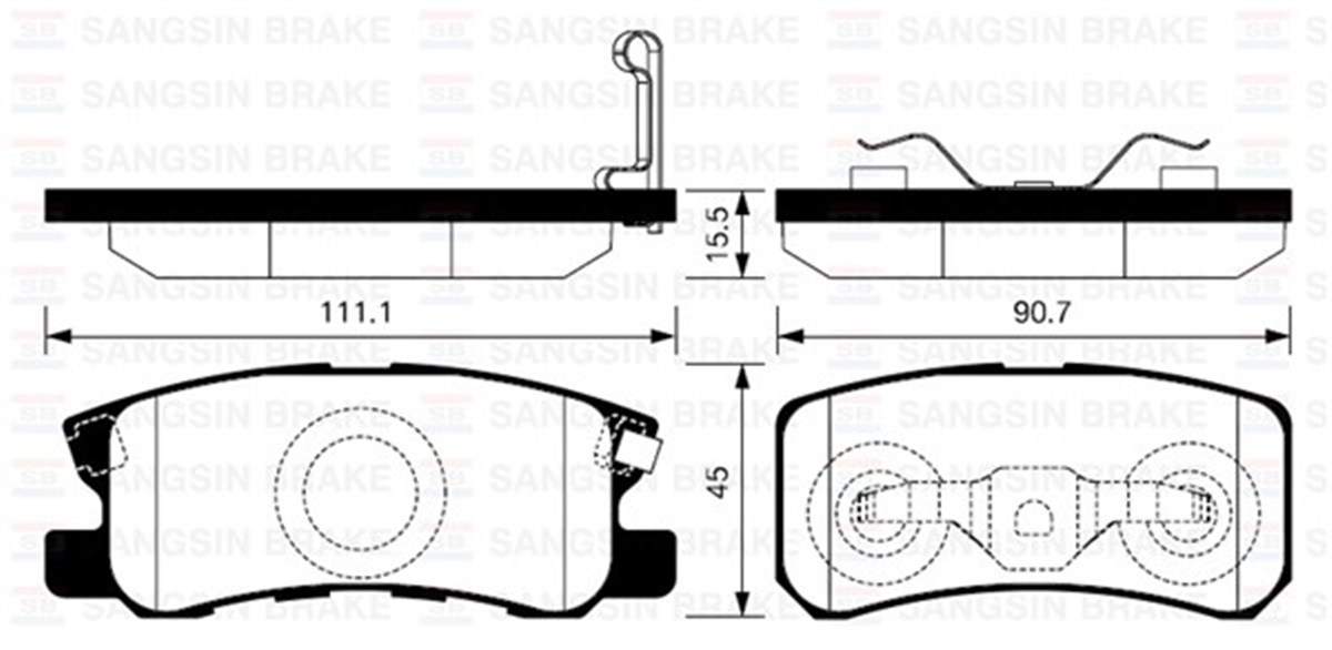 YEDEK PARÇAARKA BALATA P4008 12 C4 1.6HDİ 12 PAJERO II 01-07 AXS 10 OUTLANDER 07 GRANDIS 07 GDB3247 SANGSIN SP2076SANGSINSANGSIN SP2076