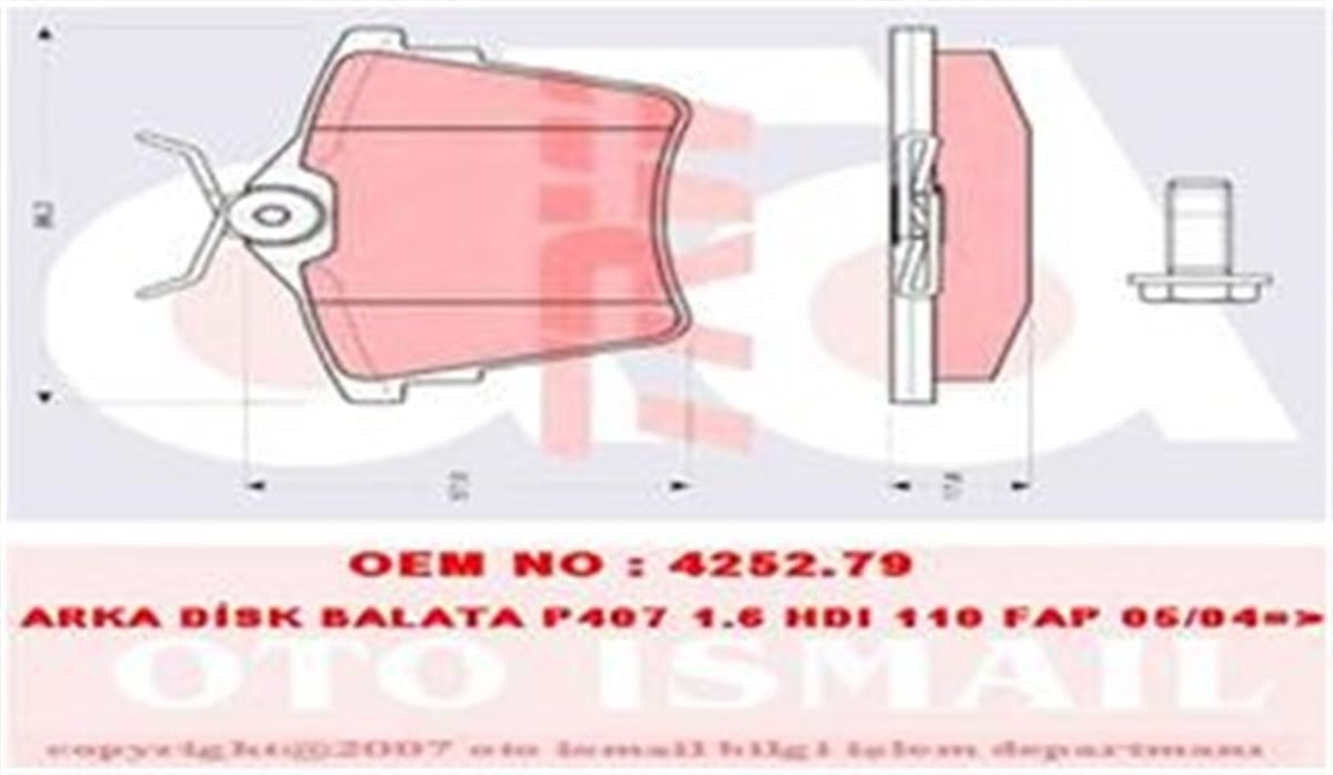 YEDEK PARÇAARKA BALATA P407 1.6 HDI 1.8-2.0 04 607 00 C5 08 TRW GDB1596TRWTRW GDB1596