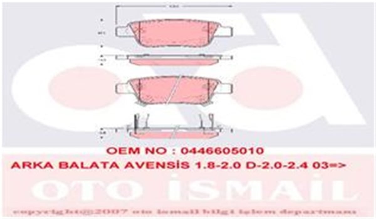 YEDEK PARÇAARKA BALATASI AVENSIS 1.8-2.0-2.4 03 COROLLA 04 GDB3337-GDB3456 SANGSIN SP2184SANGSINSANGSIN SP2184
