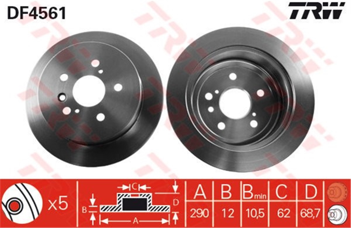 YEDEK PARÇAARKA FREN AYNASI AVENSIS VERSO 2.0 VVT-I.2.0D-4D 2001 TRW DF4561TRWTRW DF4561