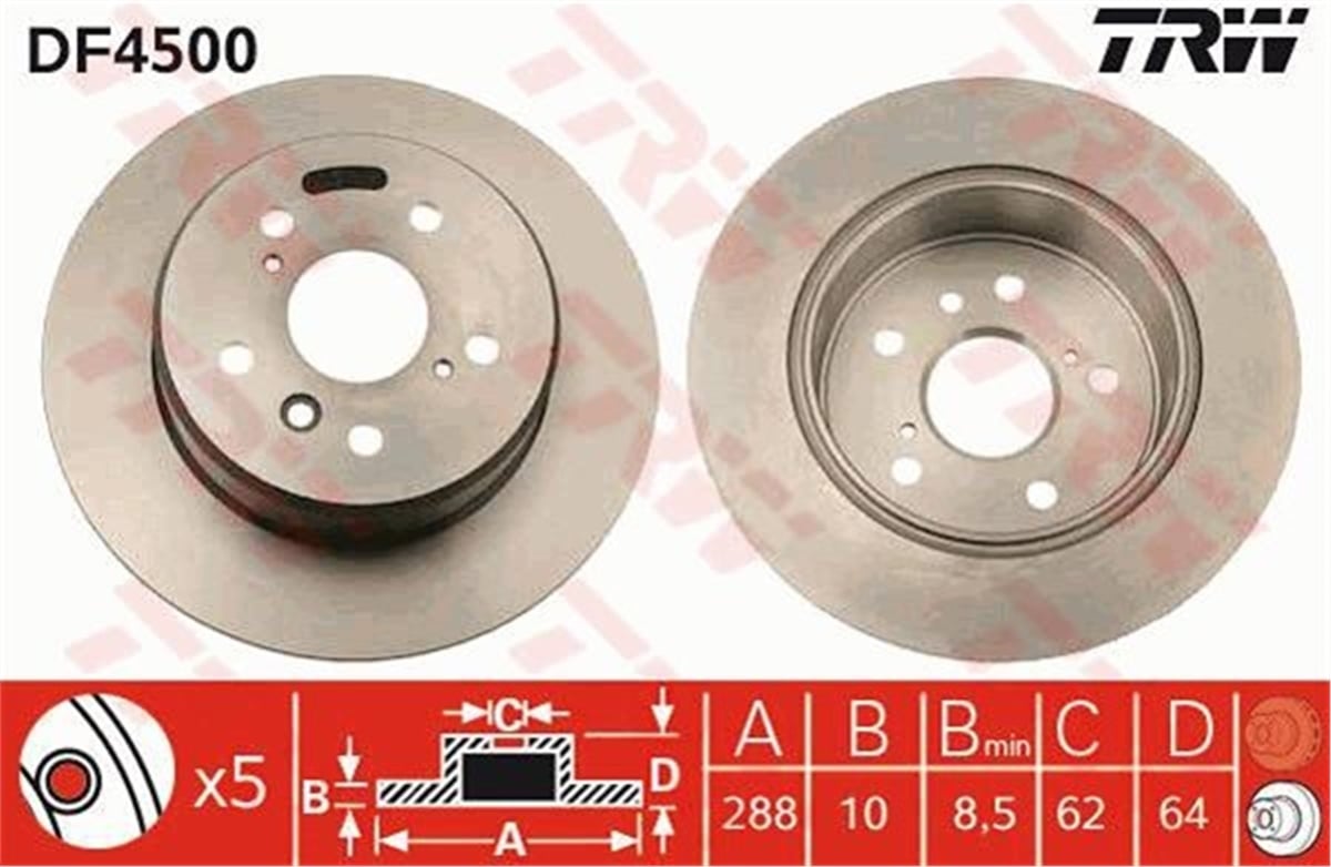 YEDEK PARÇAARKA FREN AYNASI CRUISER 02-09 312X18X16XHAVALI TRW DF4484TRWTRW DF4484