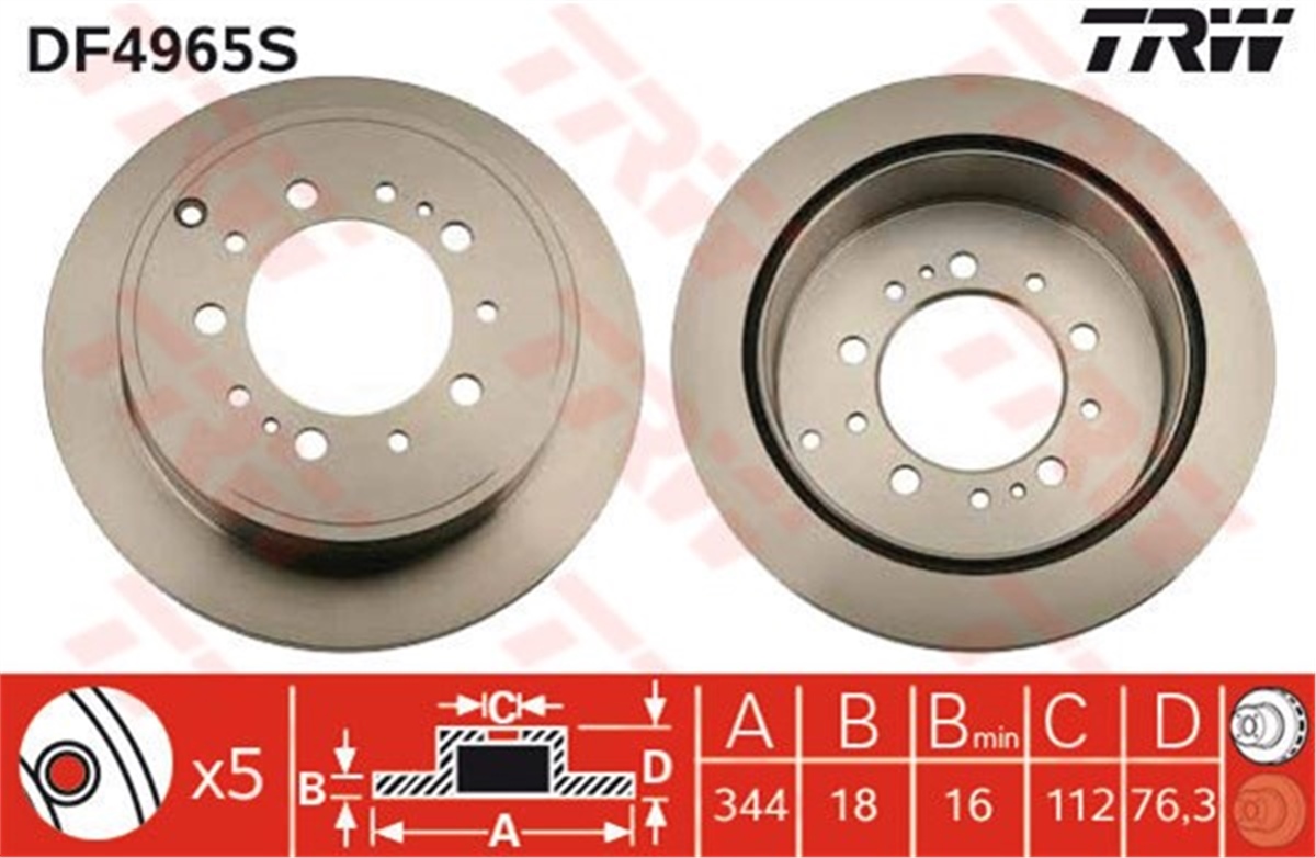YEDEK PARÇAARKA FREN AYNASI HAVALI LAND CRUISER 4.5 D-40 V8-4.5 V8-4.7 V8 08- LEXUS LX 570 4X4 08- TRW DF4965STRWTRW DF4965S
