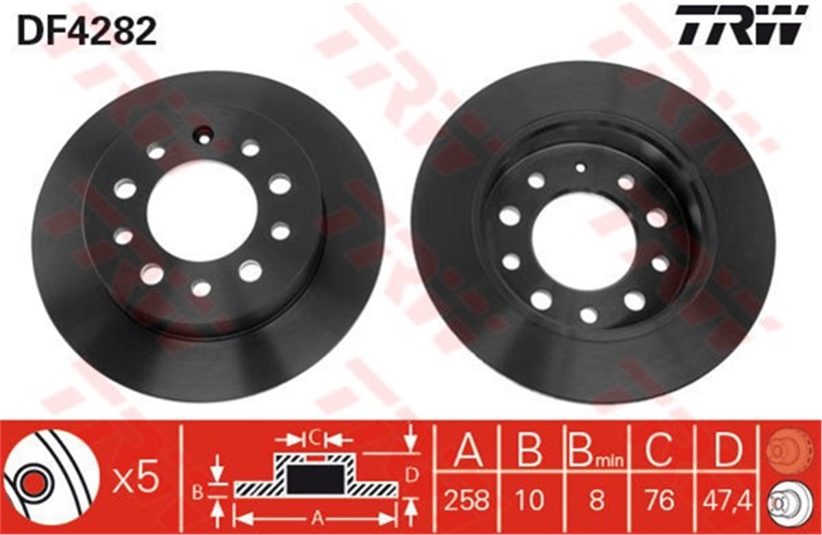 YEDEK PARÇAARKA FREN AYNASI HYUNDAI 2.0 16V 96-02 1.6 16V 02-09 2.0 01-09 TRW DF4282TRWTRW DF4282