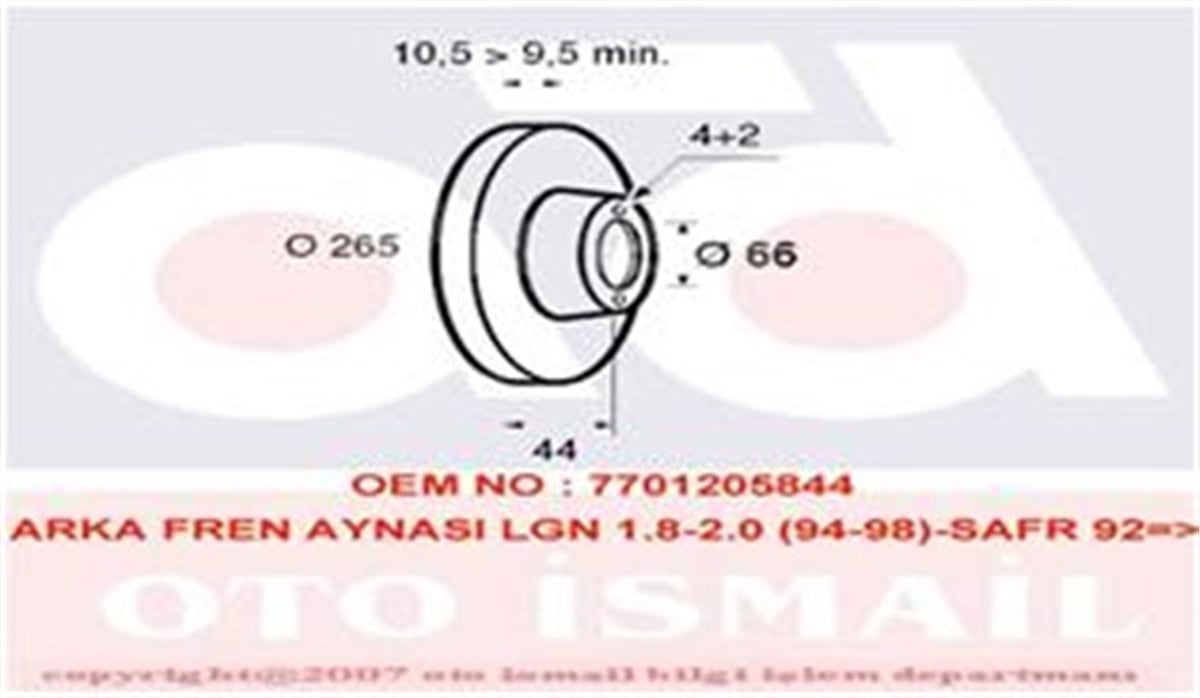 YEDEK PARÇAARKA FREN AYNASI LGN 1.8 2.0 2.2 D 93-03.01 SAFRANE 2.0 2.2 4.92-7.96 265X10.5X4DL VALEO 186306VALEOVALEO 186306