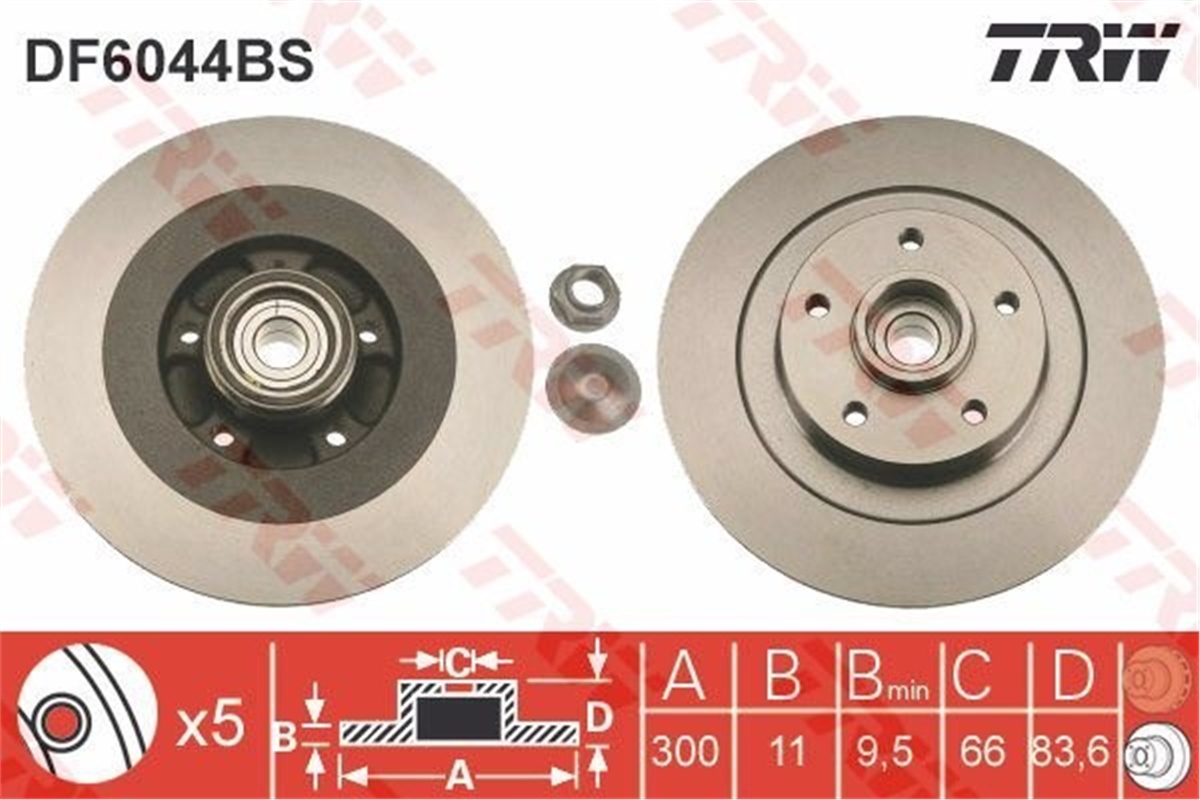 YEDEK PARÇAARKA FREN AYNASI LGN III 10-07 LATITUDE 07-10 300X11X9.5 5D RULMANLI ABS SENSÖR HALKASI İLE TRW DF6044BSTRWTRW DF6044BS