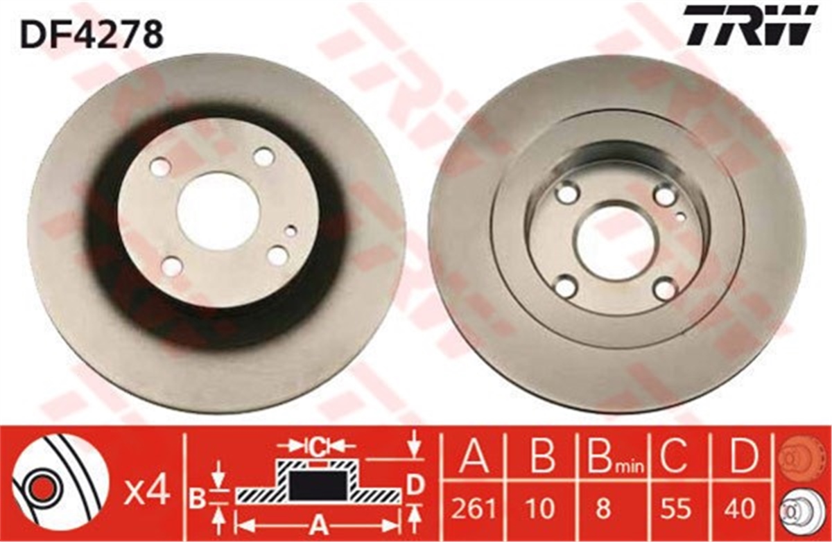YEDEK PARÇAARKA FREN AYNASI MAZDA 323 C V 94-98 -323 F VI 98-04 -323 S VI 98-04 TRW DF4278TRWTRW DF4278