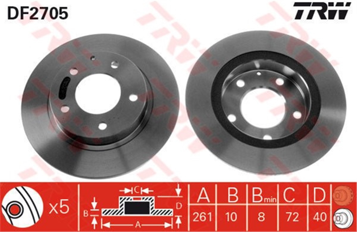 YEDEK PARÇAARKA FREN AYNASI MAZDA 626 IV-V 97-02 TRW DF2705TRWTRW DF2705