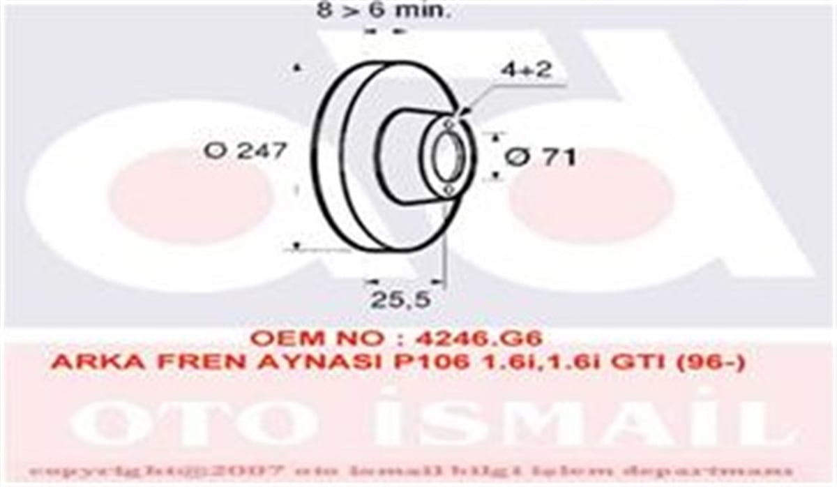 YEDEK PARÇAARKA FREN AYNASI PEUGEOT 106 SAXO 1.6İ.1.6İ GTI 96 206 98 306 97-01 XSARA 97 247X8X4DL VALEO 186416VALEOVALEO 186416