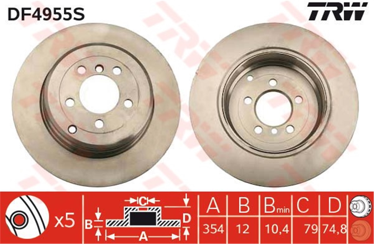 YEDEK PARÇAARKA FREN AYNASI RANGE ROVER III LM 4.2-4.4-3.0 TD6-3.6 TD8 02- TRW DF4955STRWTRW DF4955S