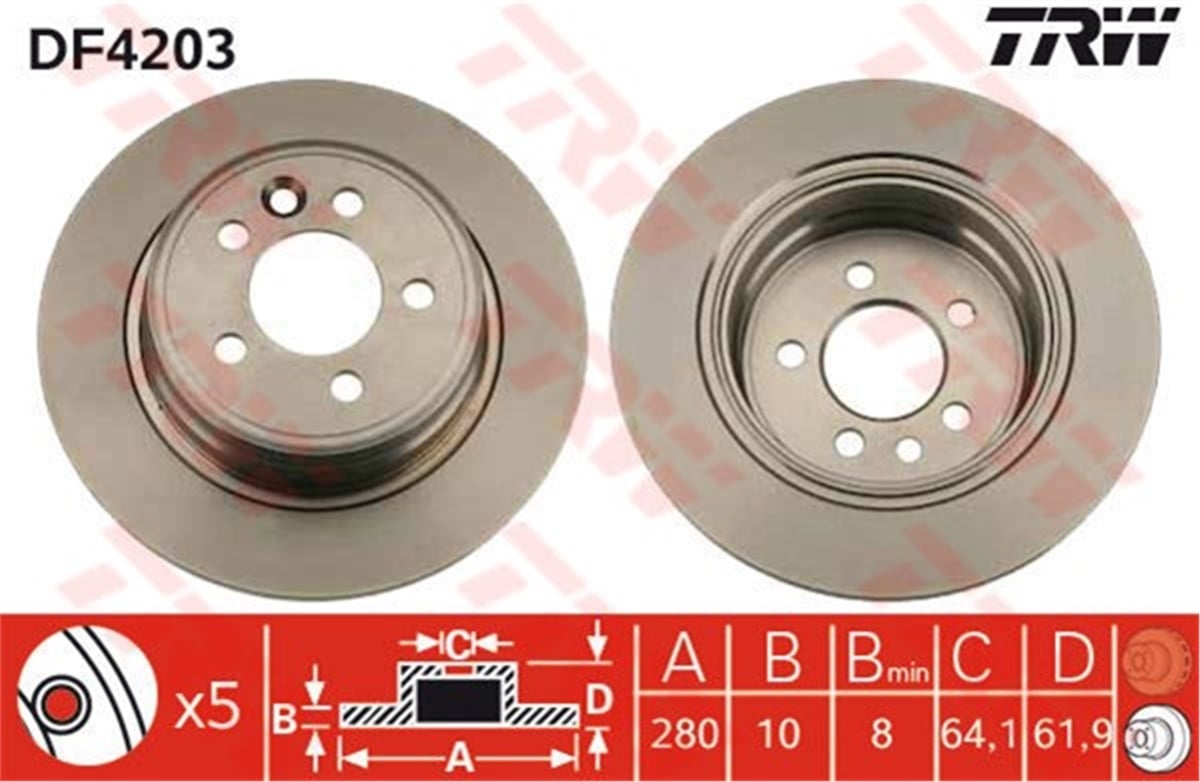YEDEK PARÇAARKA FREN AYNASI ROVER 75 2.0 CDT-1.8-2.5 V6 99 MG ZT 190 01 TRW DF4203TRWTRW DF4203
