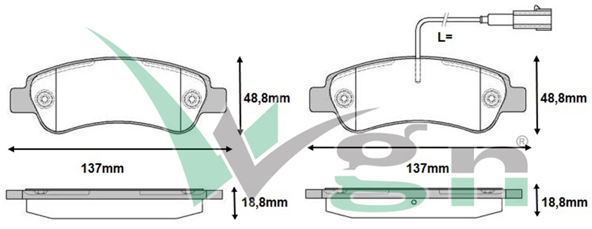 YEDEK PARÇAARKA FREN BALATASI ÇİFT FİŞLİ DUCATO 2.0 MJT 18.80mm 2014>WAGENWBP-FI041