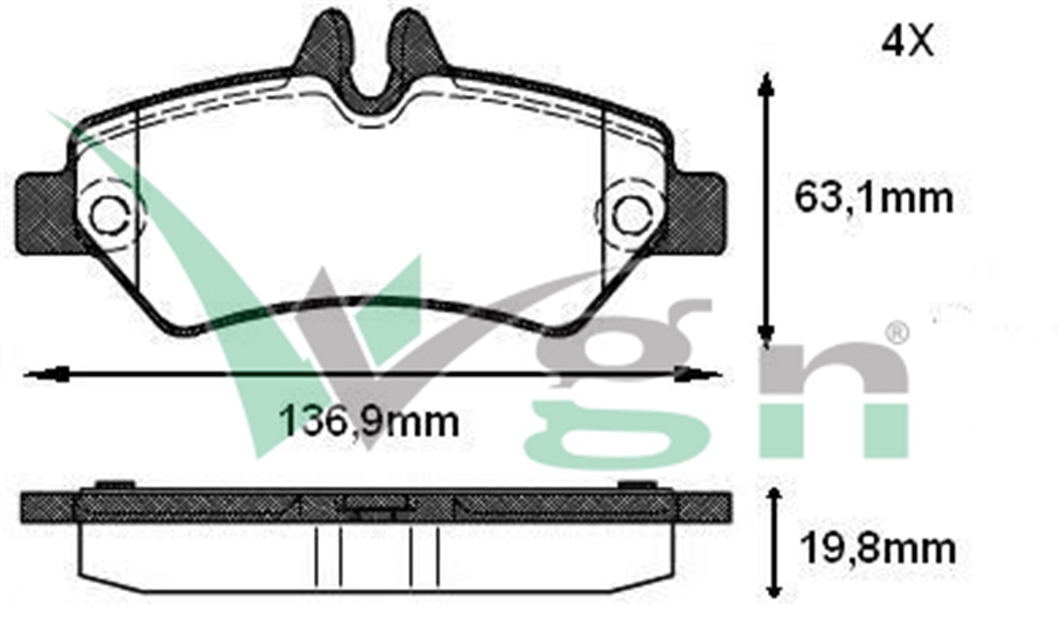 YEDEK PARÇAARKA FREN BALATASI FİŞLİ CRAFTER/MERCEDES/SPRINTER CDI 2006-2009WAGENWBP-VW012