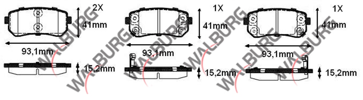 YEDEK PARÇAARKA FREN BALATASI İKAZLI ACCENT ERA 1.5 CRDI 15.20mm 2006-2012WALBURGWDB467