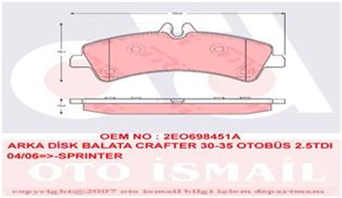 YEDEK PARÇAARKA FREN BALATASI SPRINTER CRAFTER ÇİFT TEKER BALON TEKER 06 TRW GDB1699TRWTRW GDB1699