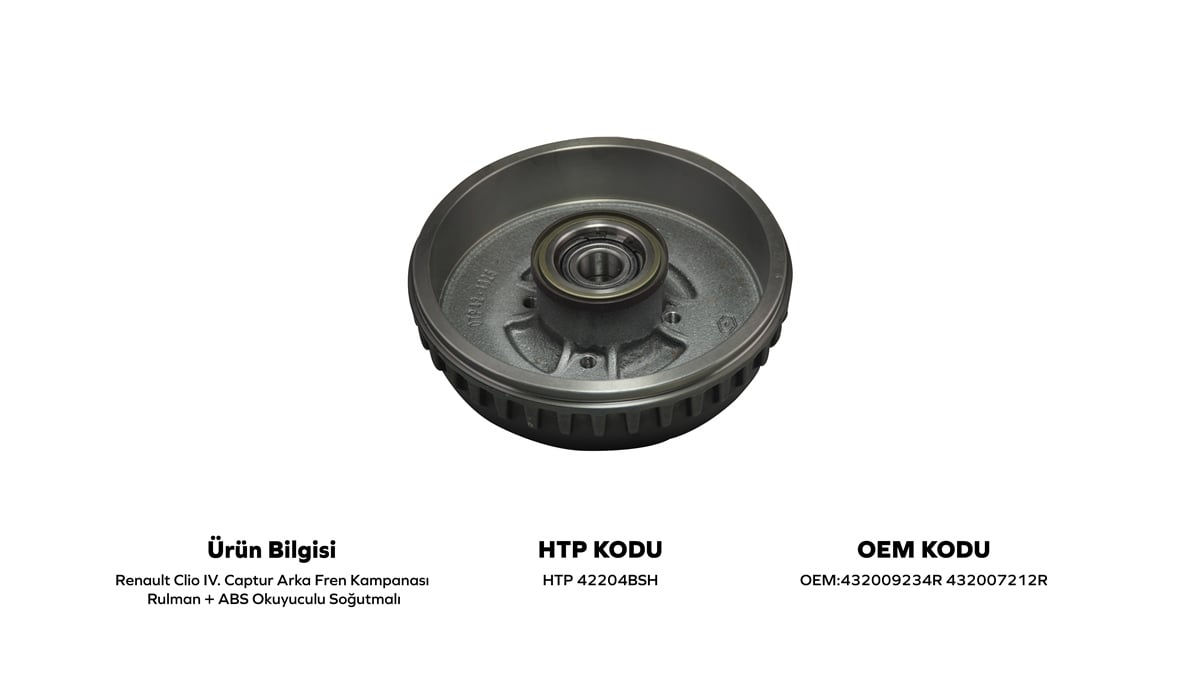YEDEK PARÇAARKA KAMPANA BİLYALI+ABS OKUYUCULU 2295mm SOĞUTMALI TIRNAKLI CLİO IV HB/CAPTURHATİPOĞLU*HTP42204BSH