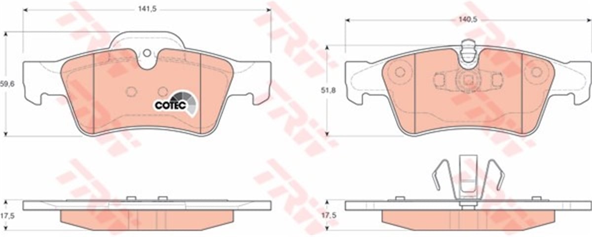YEDEK PARÇAARKA ÖN BALATA MB W164 280CDI ML320CDI ML350 ML500 05-10 W211 02-08 W251 06 W463 12 X164 06 TRW GDB1643TRWTRW GDB1643