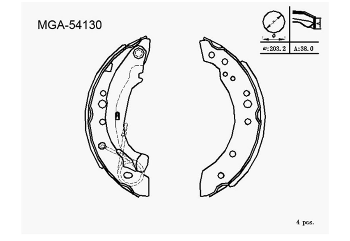 YEDEK PARÇAARKA PABUC BALATA -(RENAULT : SYMBOL II 2008>2012 DACIA : LOGAN 2004>2012 PEUGEOT : 206 1998>2006 CITROEN : C3 1.4 HDI 2002>2009 )PARCAWORLDMGA-54130