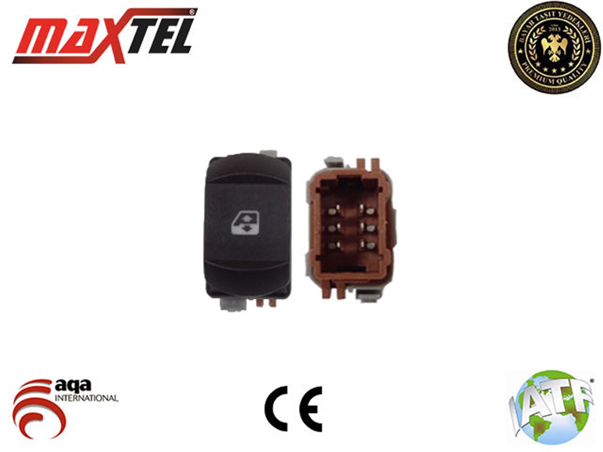 YEDEK PARÇACAM AÇMA DÜĞMESİ ÖN SAĞ 6 PİN TEKLİ GRİ KAHVE MEGANE IIMAXTEL18204961