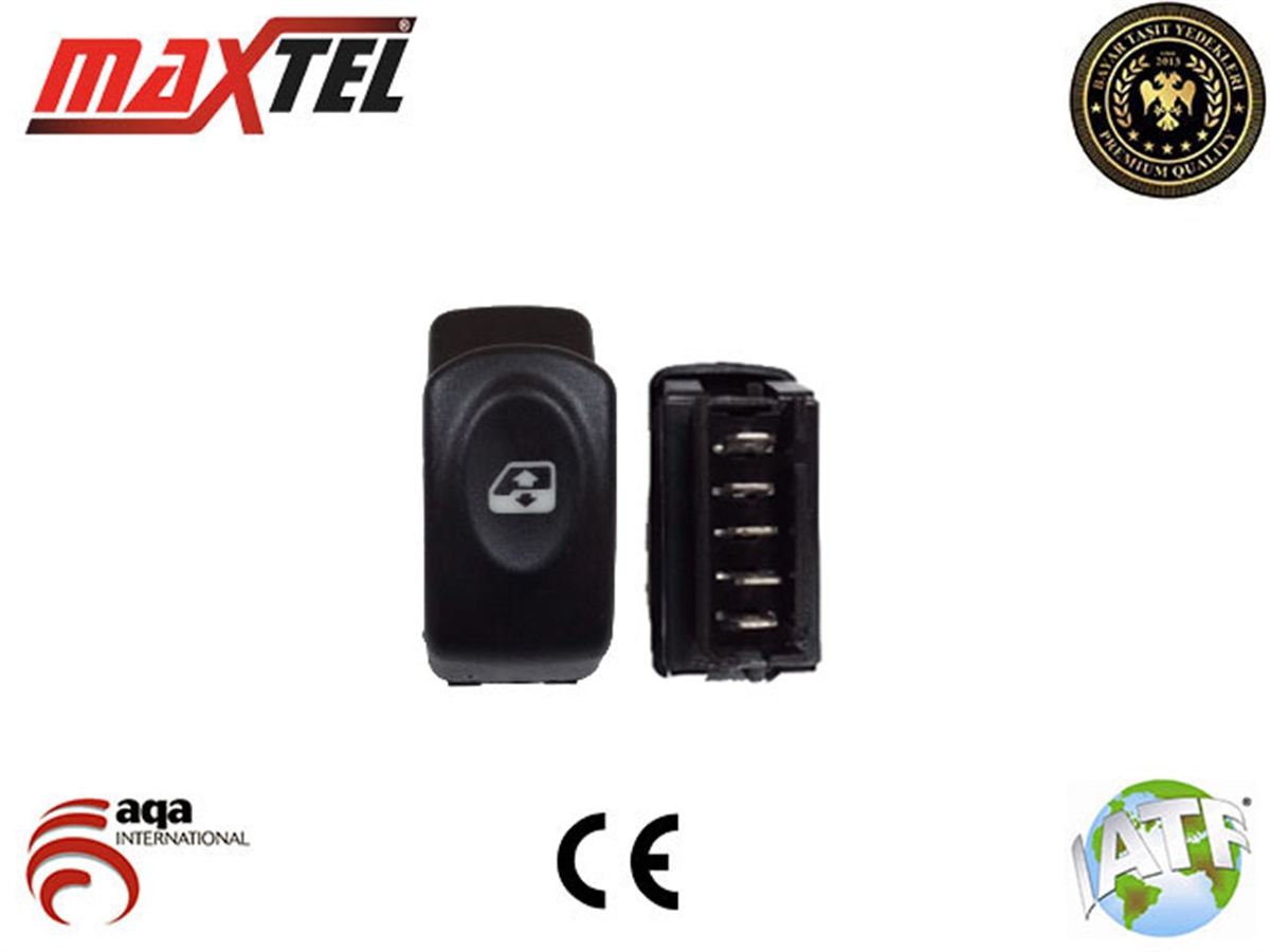 YEDEK PARÇACAM AÇMA DÜĞMESİ ÖN SOL 5 PİN TEKLİ SİYAH MEGANE I/CLİO/KANGOOMAXTEL18204099