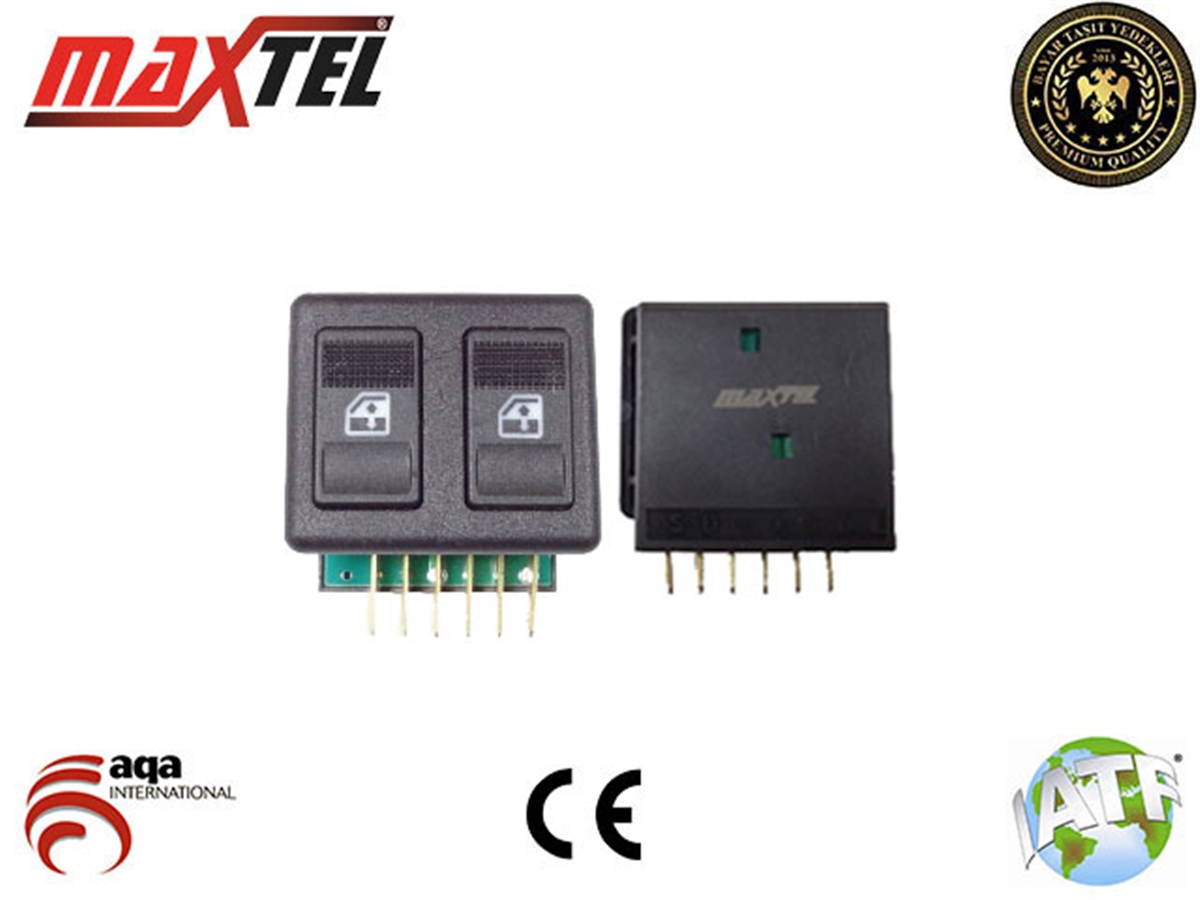 YEDEK PARÇACAM AÇMA DÜĞMESİ ÖN SOL 6 PİN ÇİFTLİ SİYAH DOĞAN LMAXTEL18205001