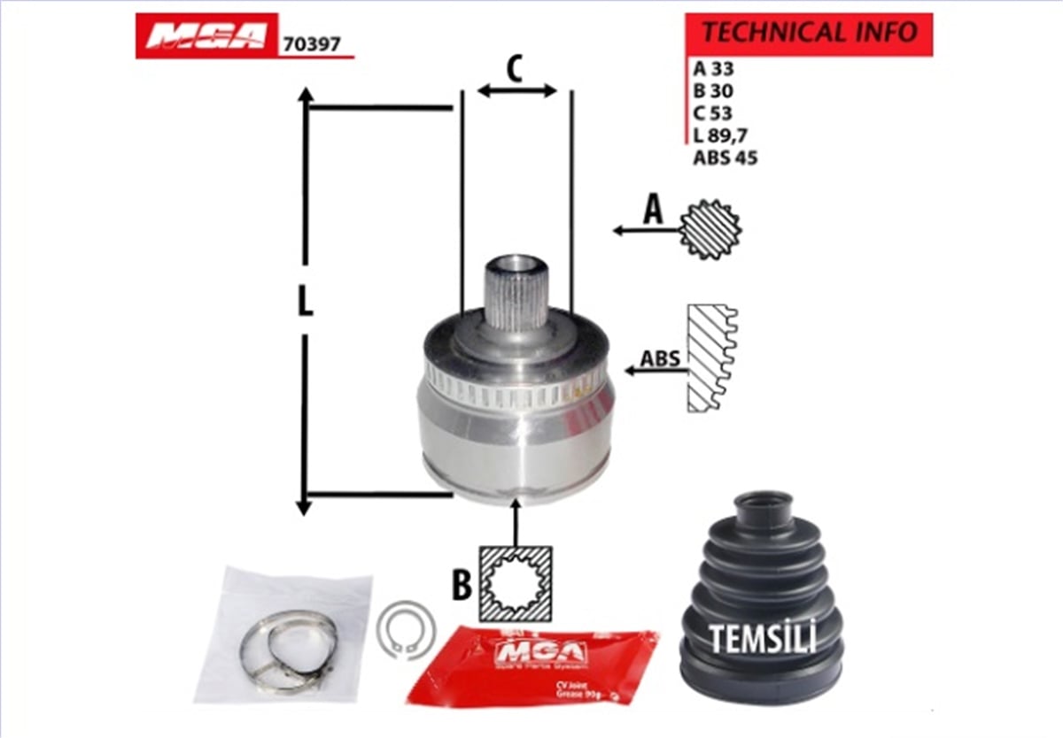 YEDEK PARÇADIS AKS KAFASI VW PASSAT 97-05  AUDI A4 95-01  A6 95-01 8D0498099B -MGA-70397MGAMGA-70397