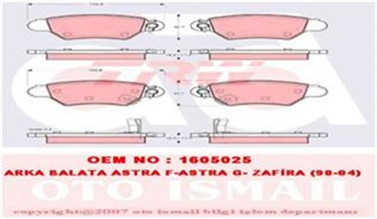 YEDEK PARÇADİSK FREN BALATASI ARKA ASTRA G 1998-2005-ZAFIRA A 1999-2005 TRW GDB1352TRWTRW GDB1352