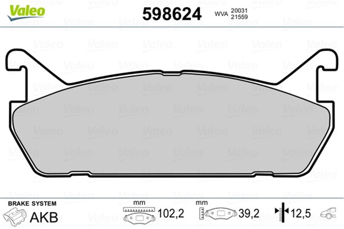 YEDEK PARÇADİSK FREN BALATASI ARKA DAIHATSU APPLAUSE 1.6 89-97 VALEO 598624VALEOVALEO 598624