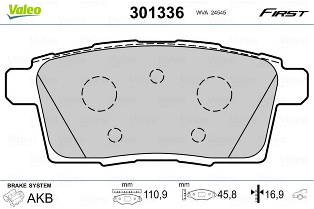 YEDEK PARÇADİSK FREN BALATASI ARKA MAZDA CX-7 VALEO 301336VALEOVALEO 301336