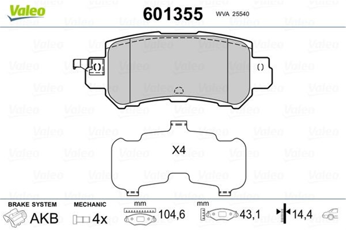 YEDEK PARÇADİSK FREN BALATASI ARKA MAZDA CX-5 2011 VALEO 601355VALEOVALEO 601355