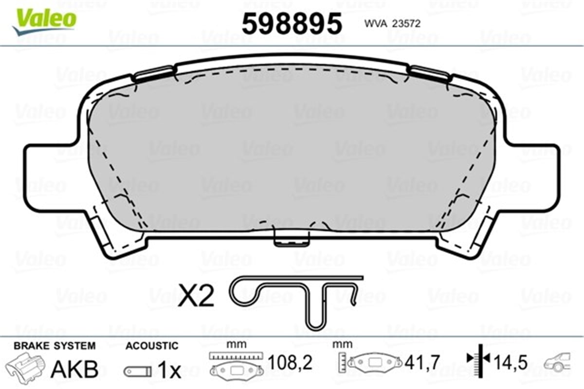 YEDEK PARÇADİSK FREN BALATASI ARKA SUBARU FORESTER 2.0. 2.0 T 97 - 02 . IMPREZA 1.6 14 -15 00 - . 2.0İ VALEO 598895VALEOVALEO 598895