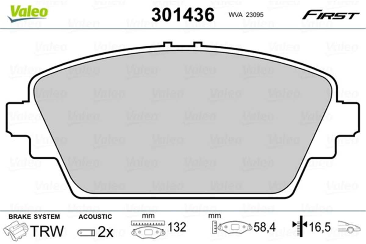 YEDEK PARÇADİSK FREN BALATASI FIRST ÖN HONDA ACCORD VI CG-CH 9-1998 1-2003 - MG MG ZR 6-2001 4-2005 - VALEO 301436VALEOVALEO 301436
