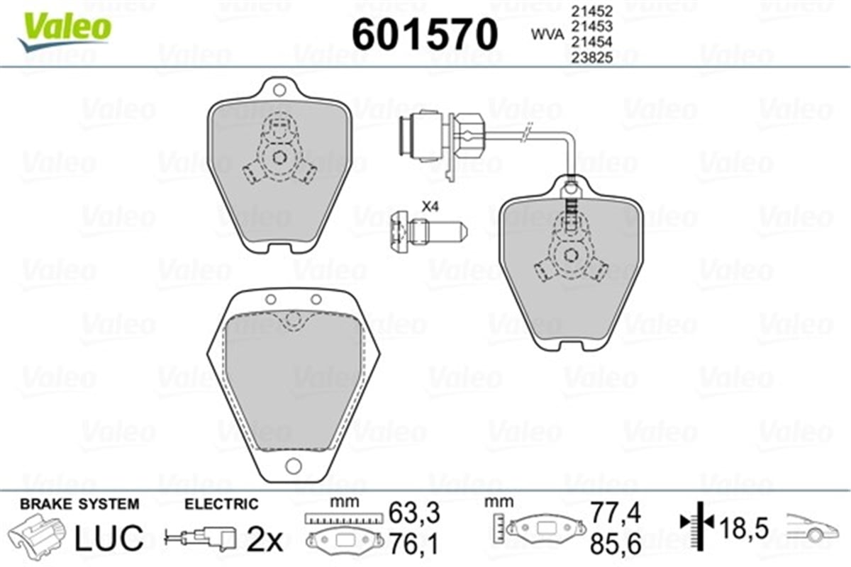 YEDEK PARÇADİSK FREN BALATASI ÖN AUDI A6 VALEO 601570VALEOVALEO 601570