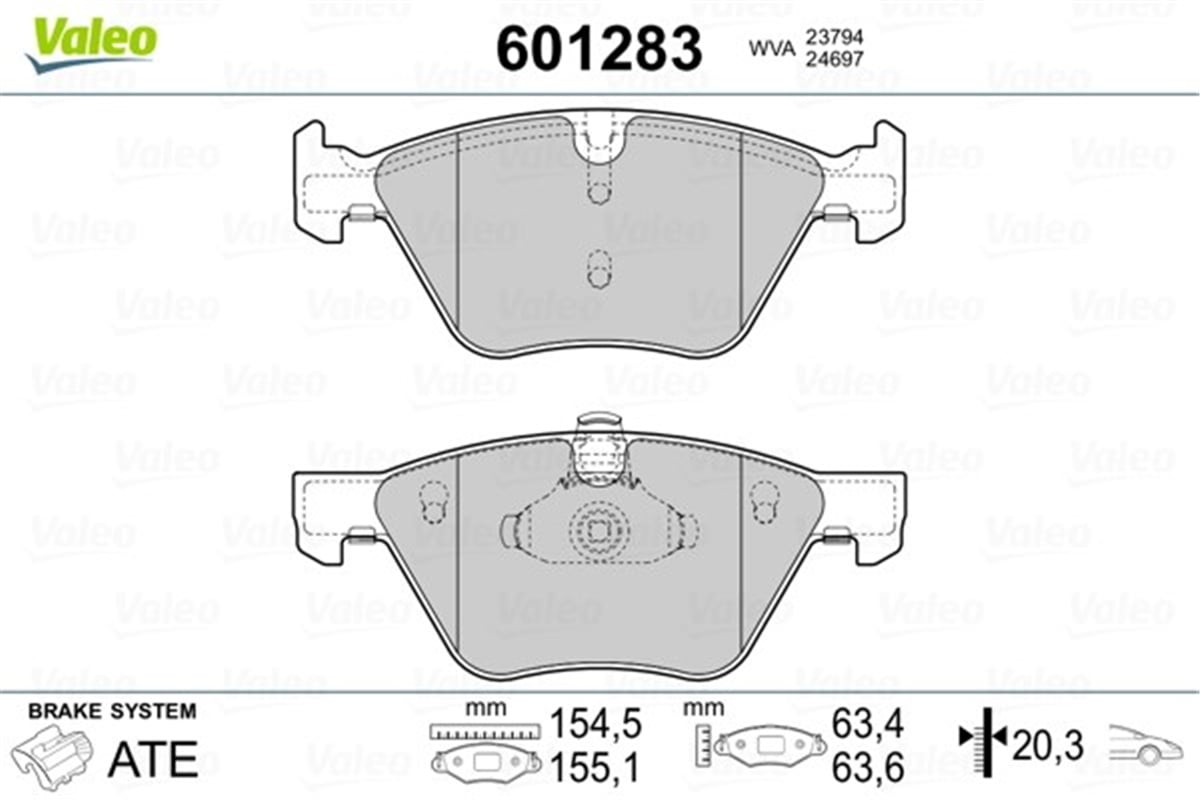 YEDEK PARÇADİSK FREN BALATASI ÖN BMW S RİE 5 F10-F11-F18 1-2009 VALEO 601283VALEOVALEO 601283