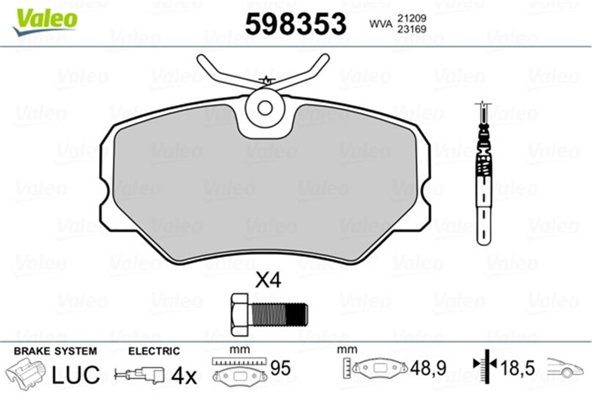 YEDEK PARÇADİSK FREN BALATASI ÖN CITROEN ZX 2.0 92-97 VALEO 598353VALEOVALEO 598353