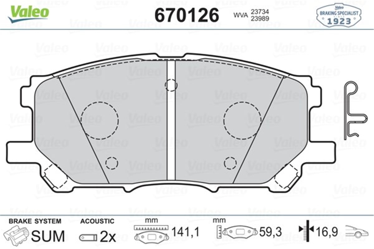 YEDEK PARÇADİSK FREN BALATASI ÖN LEXUS RX 2003-2008 VALEO 670126VALEOVALEO 670126
