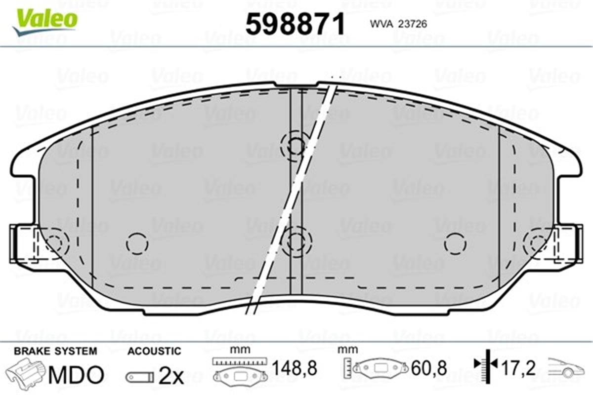 YEDEK PARÇADİSK FREN BALATASI ÖN SSANGYONG RODİUS 05- 2.7 XDİ VALEO 598871VALEOVALEO 598871