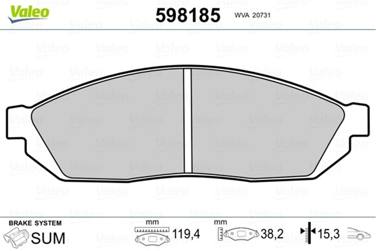YEDEK PARÇADİSK FREN BALATASI ÖN SUZUKI ALTO. MARUTİ -94 SUM VALEO 598185VALEOVALEO 598185