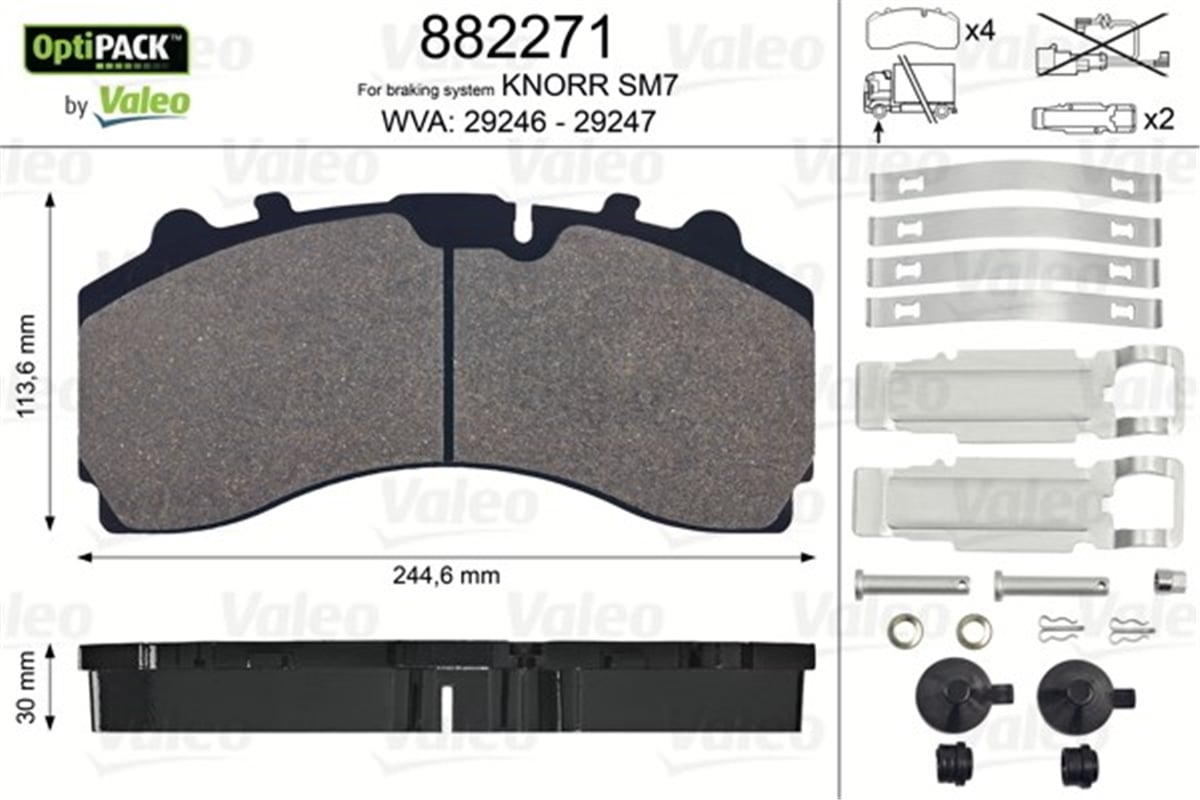 YEDEK PARÇADİSK FREN BALATASI OPTIPACK ÖN AKS MB ACTROS MP4 2011- SENSÖRSÜZ VALEO 882271VALEOVALEO 882271