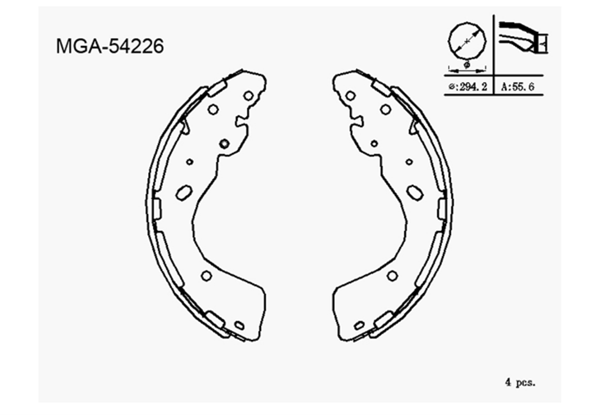 YEDEK PARÇAFREN BALATA ARKA PABUC NISSAN NAVARA 06> 2WD 4WD / NAVARA 2.3 DT 15> / FORD  RANGER 11> D4060EB36A -MGA-54226MGAMGA-54226