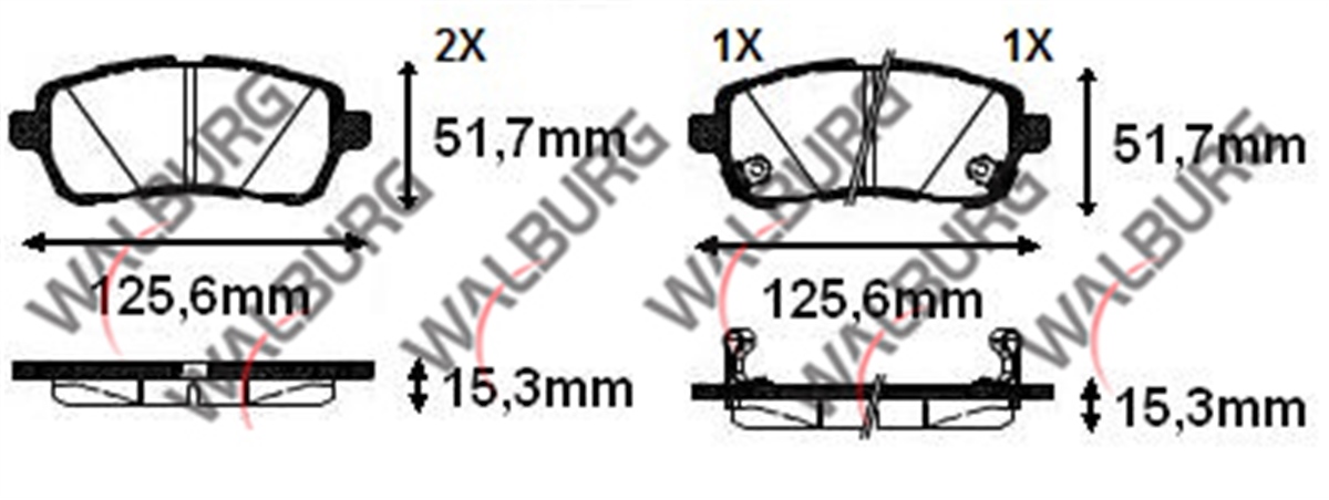 YEDEK PARÇAFREN BALATA ON FORD FIESTA VI 2008-2017 / DAIHATSU MATERIA 2006-/ SIRION 2005-/ MAZDA 2 1.5i 2007-2015 / SUZUKI BALENO 2016-/ SWIFT IV-V 2010-WALBURGWDB506