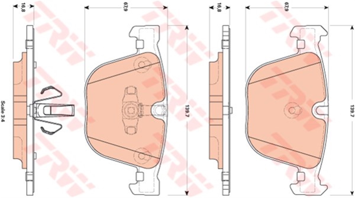 YEDEK PARÇAFREN BALATASI ARKA 34216790966 BMW F07-F01-F02-F04 10-17 BM TRW TRW GDB1857TRWTRW GDB1857