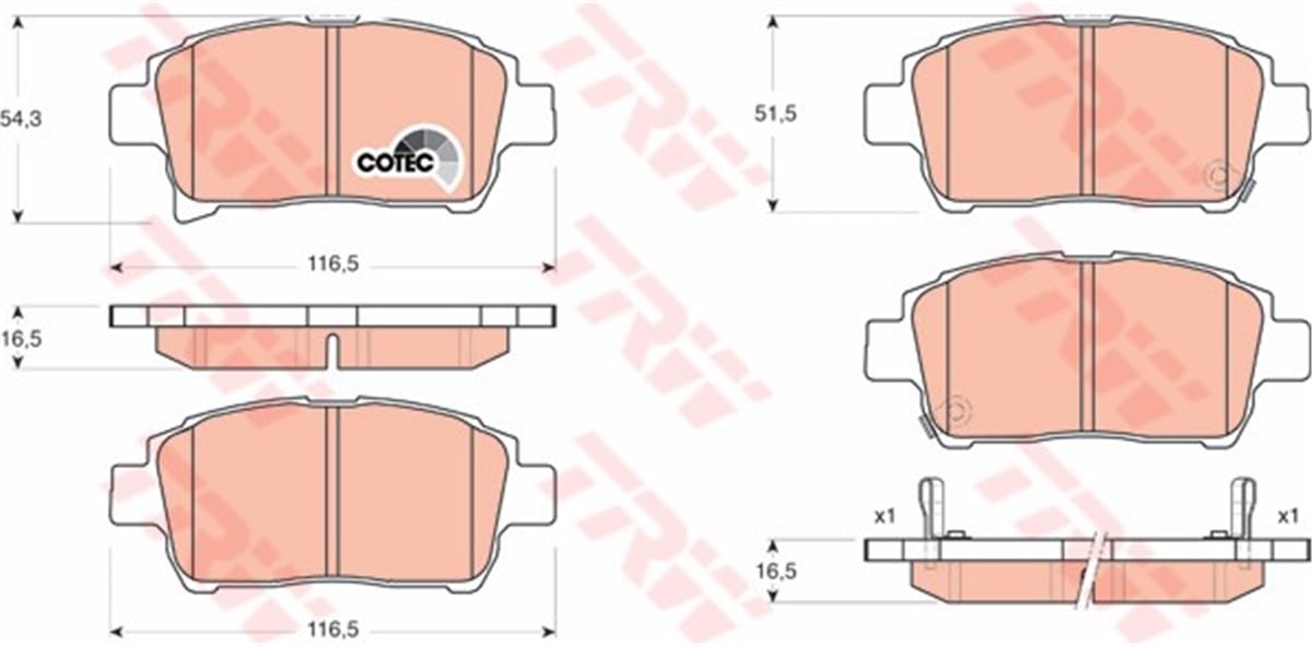 YEDEK PARÇAFREN BALATASI ÖN . 04465-74020 JAPON YARIS (P1) (+ABS) VERSO (E12) 1.6 02-03 PRIUS (W2) 03-09 99-05 1.0:1.3 TRW TRW GDB3317TRWTRW GDB3317