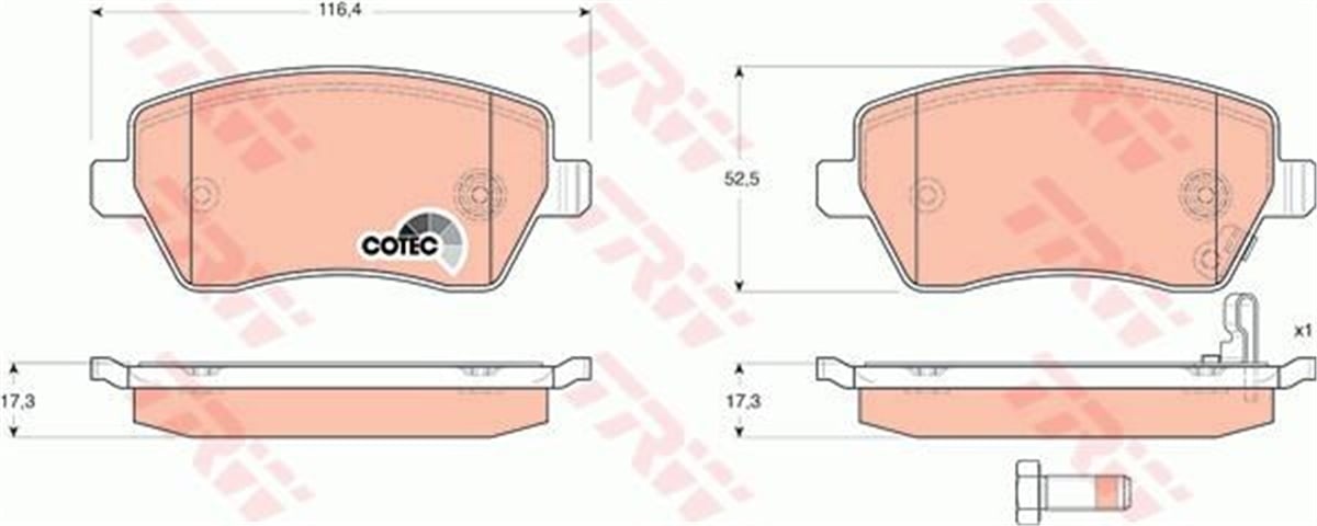 YEDEK PARÇAFREN BALATASI ÖN 4711040 OPEL AGİLA B 08-15 08-15 TRW TRW GDB3396TRWTRW GDB3396