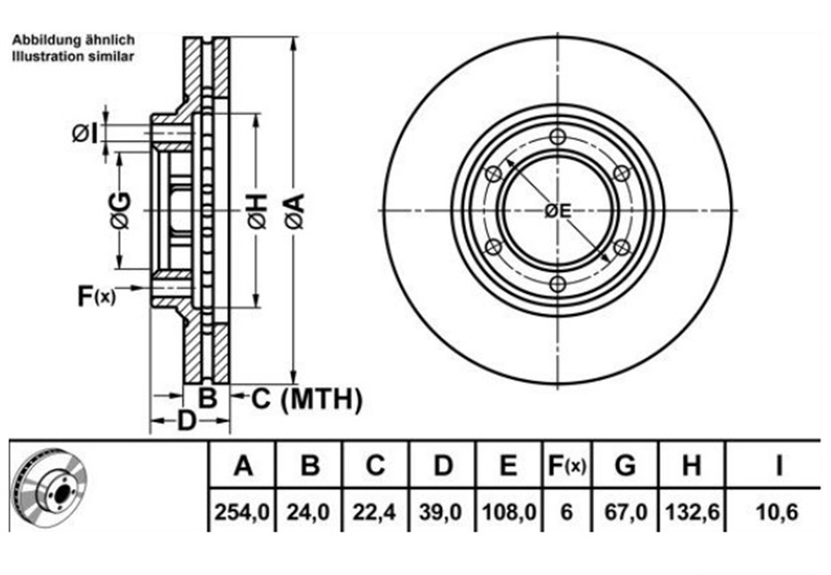YEDEK PARÇAFREN DISK ON HAVA KANALLI 255-6MITSUBISHI L200 00>05 4×2  MB950958 -MGA-50294MGAMGA-50294