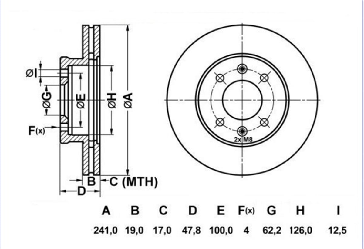 YEDEK PARÇAFREN DISK ON HAVA KANALLI 241-4  HYUNDAI GETZ 02 -   517121C000 -MGA-50247MGAMGA-50247