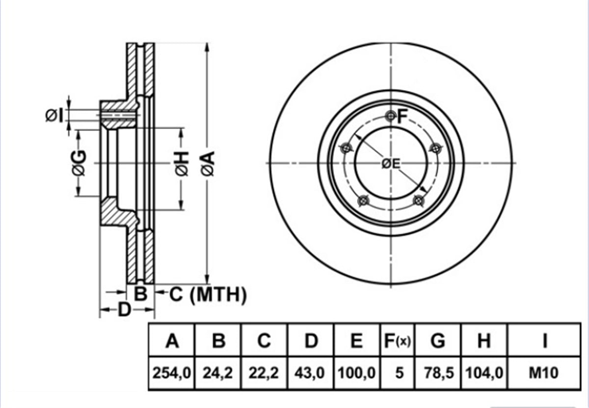 YEDEK PARÇAFREN DISK ON HAVA KANALLI 254-5  FORD TRANSIT T12 94 - 00 14 JANT YVT 1125 AA -MGA-50135MGAMGA-50135
