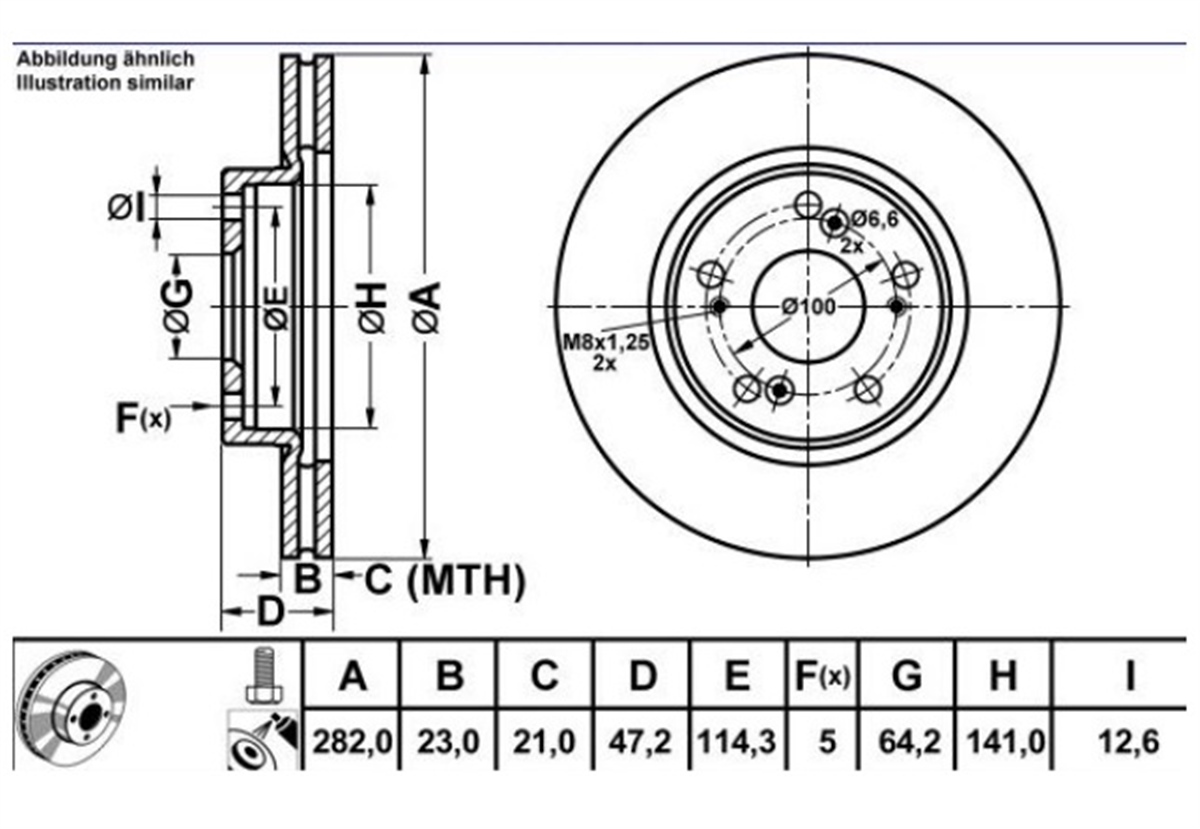 YEDEK PARÇAFREN DISK ON HAVA KANALLI 282-5  HONDA CR-V 02 -  / HONDA CIVIC VIII 07 - 11 45251SMGG10 -MGA-50306MGAMGA-50306